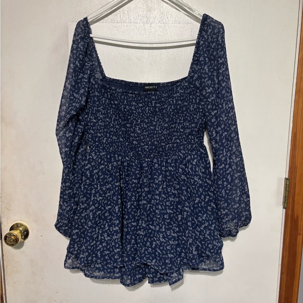 Forever 21 Dark Blue Floral Blouse